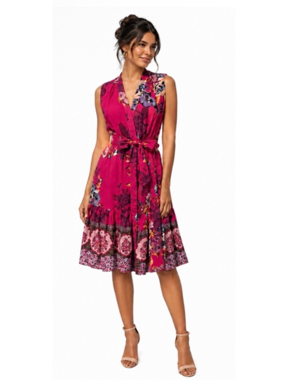 Kobi Halperin Floral Midi Dress, Pink and Purple XS